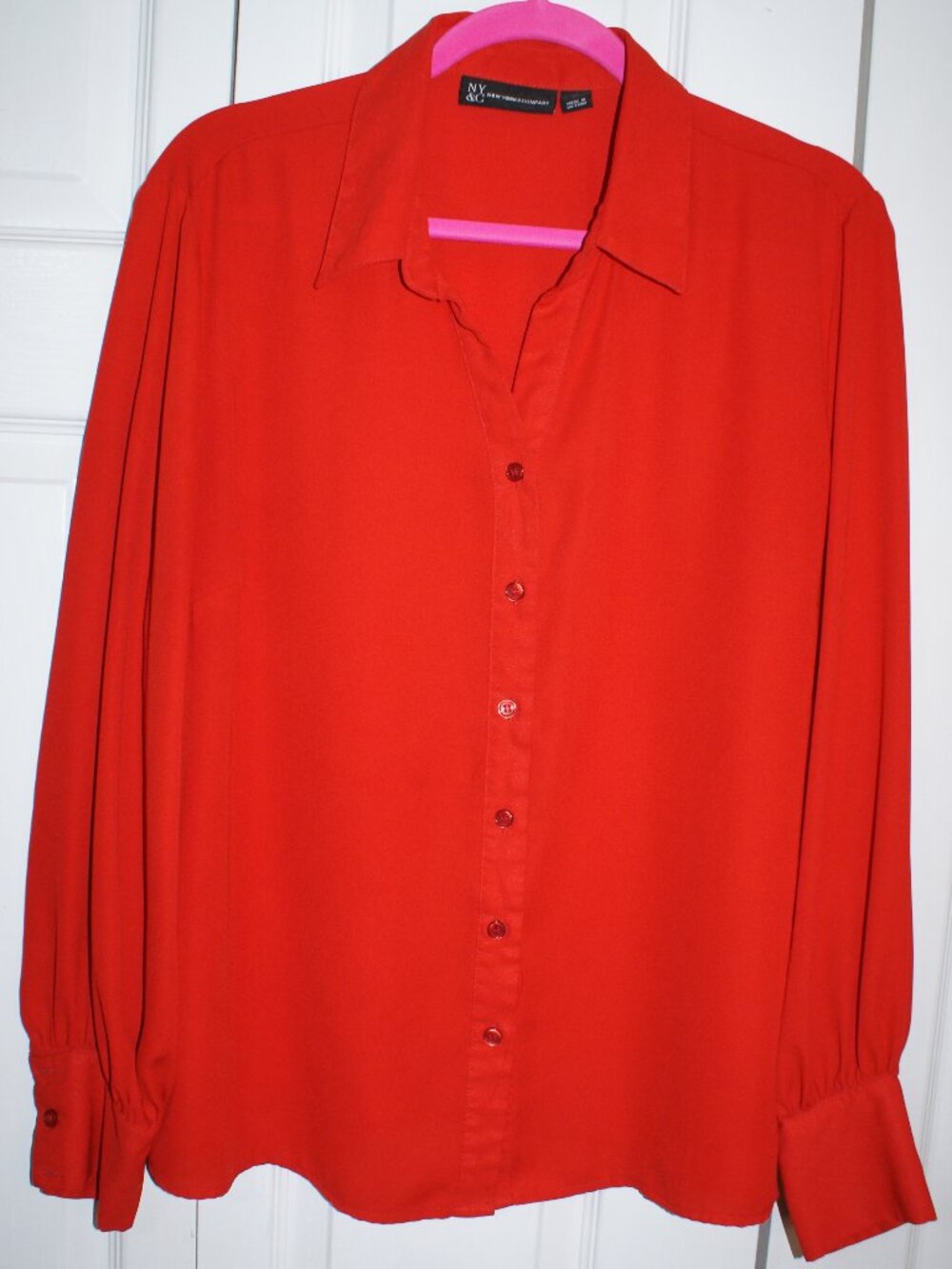 New York and Company Red Button Up Blouse - XL EUC